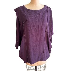 Moonlight Dark‎ Purple Women's Shirt Top Size Small Artsy Lagenlook GUC